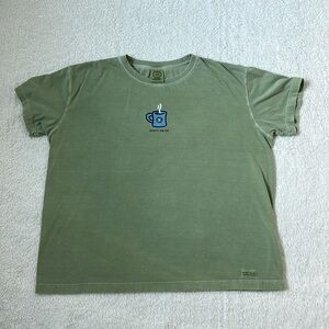 Life Is Good XL Green Tee Shirt - Coffee “Start me up.”